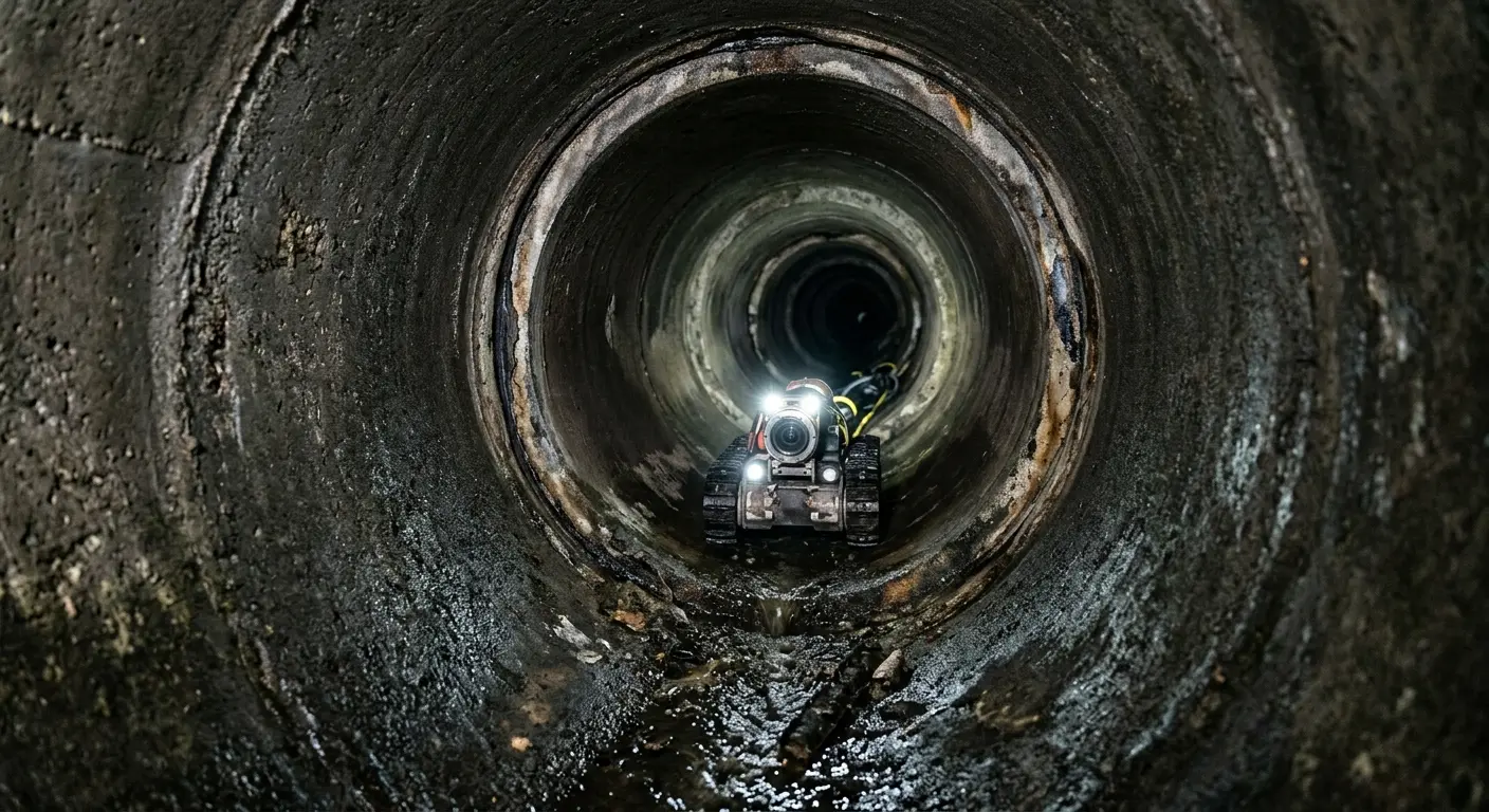 Robotic sewer camera inspecting pipe interior for Sewer Line Cleaning in Gardner